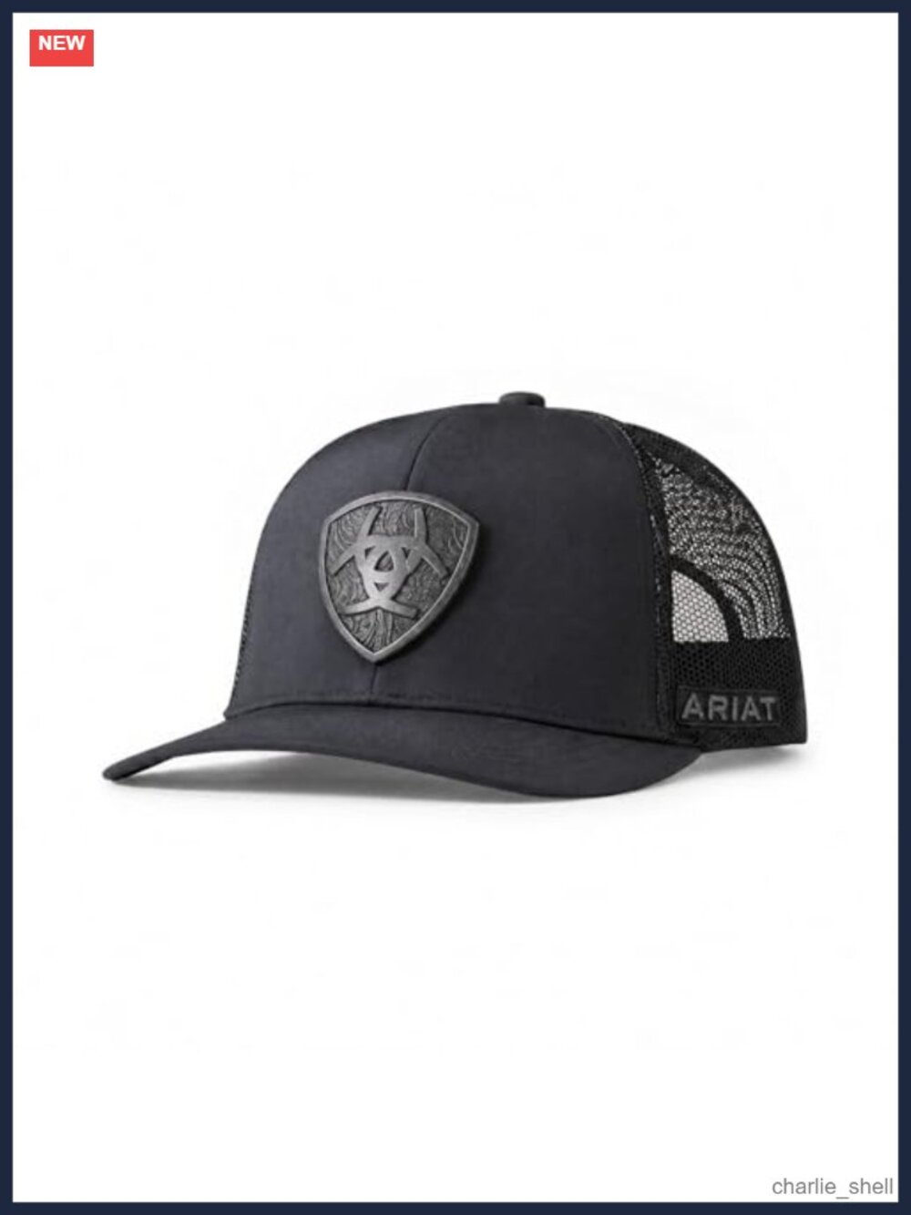 ARIAT Metal Shield Trucker Snapback Baseball Cap Mesh Back Structured